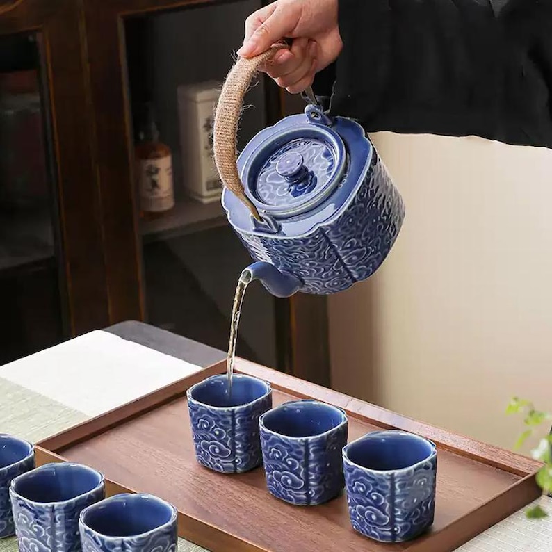 EmbossedTeaShop Ceramic Kung Fu Tea Set - Thumbnail 5