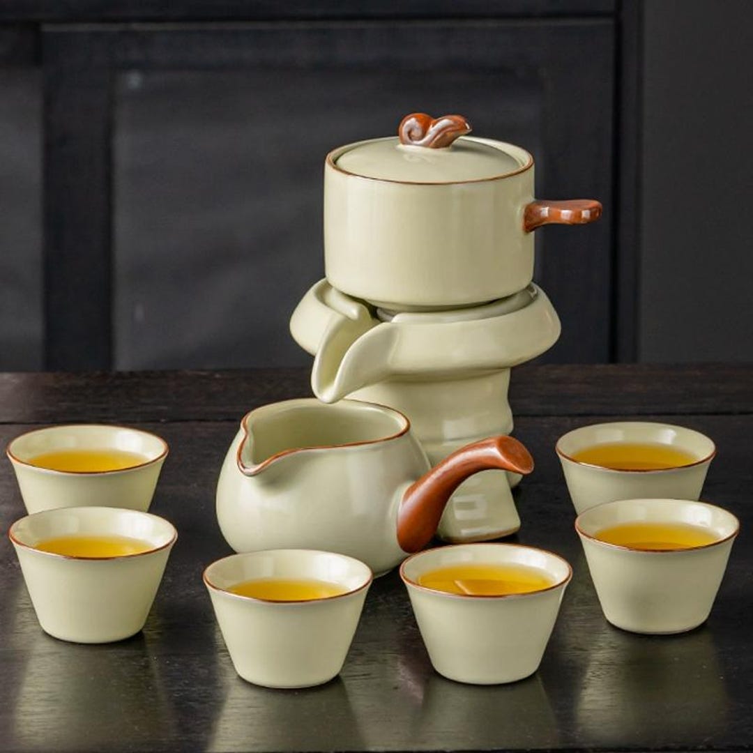 Ceramic Automatic Tea Set | Kung Fu Tea Set | Ceramic Stone Mill Tea ...