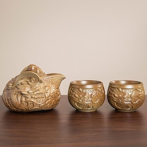Handmade Embossed Ceramic Kung Fu Tea Set: Portable Travel Tea Ceremony
