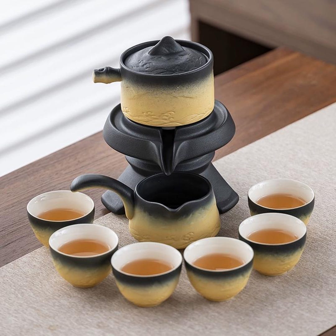 Handmade Ceramic Automatic Tea Set | Gradient Color Automatic Tea Set ...