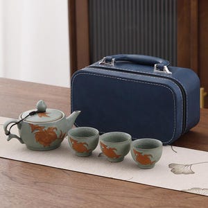 Handmade Ceramic Kung Fu Tea Set: Portable Travel Tea Ceremony