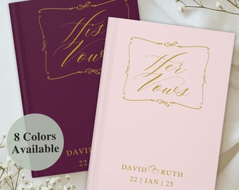 Personalized Vows Book Journal, Luxury Border Accent, Script Vows, Bride Groom Keepsake