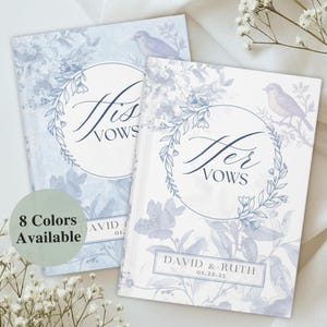 French toile de jouy style vow books | His and her wedding vow books | Personalized wedding Keepsake Romantic Ceremony Gift