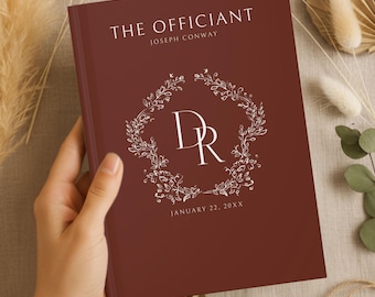 Personalized Wedding Officiant Book Journal with Initials & Date for Ceremony Keepsake | 30+ Color Options