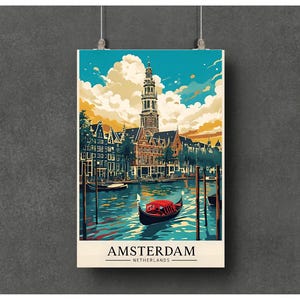 Amsterdam Travel Print - Amsterdam poster, Wall Art, Gift for Her, Gift for Him, Eurosummer Present, Wall Art, Digital Travel Wall Art