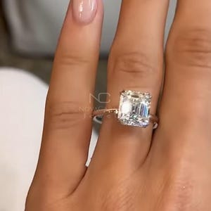4.5ct Asscher Cut Engagement Moissanite Ring, Asscher Cut Moissanite Wedding Ring, Solitaire Classic Engagement Ring, 14k Yallow Gold Ring