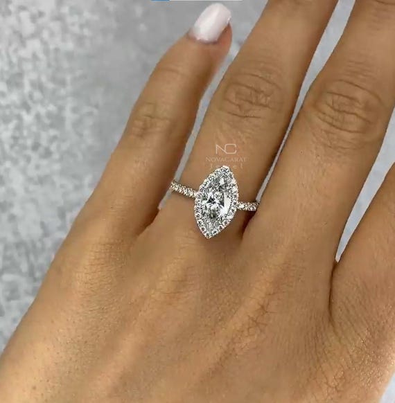 1.00 Ct Marquise Solitaire Engagement Ring – Solid 14K White Gold, D Color VVS1 Man-Made Diamond