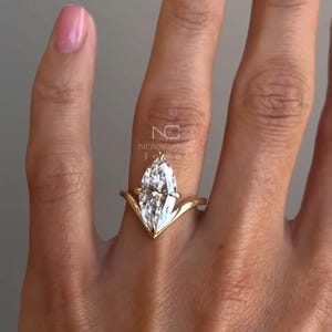 1.5CT Marquise Cut Moissanite Engagement Ring, Marquise Cut Moissanite Solitaire Ring, Wedding Ring, Anniversary Ring, 14K Yellow Gold Ring