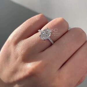 2.5ct Oval Moissanite Engagement Ring, Hidden Halo Ring, 14k Solid Gold Ring Anniversary Gift Ring For Women Moissanite Promise Ring For Her