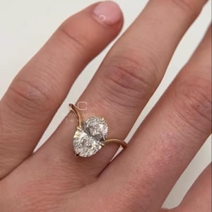 Moissanite 2.5ct Oval Engagement Ring, 14K Solid Gold Ring, Solitaire Oval Moissanite Ring, Anniversary Ring Gift Her, Pretty Wedding Ring