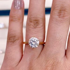 2ct Round Cut Moissanite Diamond  Solitaire Ring Engagement Rings 6Prong Solitaire Moissanite Ring Gold Promise Ring Engagement Ring For Her