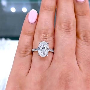 4.5ct moissanite engagement ring, Hidden halo oval ring, Oval Solitaire Moissanite Ring, 14k Gold Ring, Anniversary Gift Ring, Bridal Ring