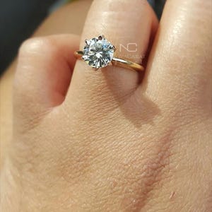 2ct Round Cut Moissanite Engagement Ring, 6 Prong Solitaire Moissanite Ring , Gold Promise Ring,  14k Gold Moissanite Ring, Gift For Ring