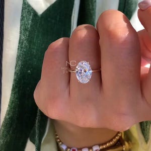 3ct Oval Moissanite Engagement Ring, Moissanite oval Gold ring, 14K Solid Gold Ring,Gift For Her, Wedding Ring, Anniversary Ring Gift Her
