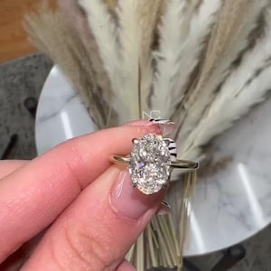 3ct Oval Moissanite Hidden Halo Solitaire Engagement Ring, Moissanite Engagement Ring, 4k Solid Gold Ring, Proposal Ring, Hailey Bieber Ring