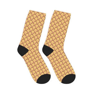 Groovy Nights in Yellow Pattern Mid-length Socks - Cozy Footwear, Unique Fashion Accessories, Fun Everyday Wear