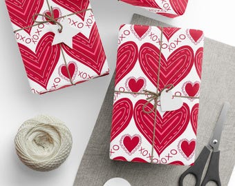 XOX Hearts Wrapping Paper | Valentine Heart Pattern Roll