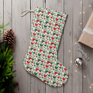 Christmas Hearts Pattern Stocking | Christmas Stocking