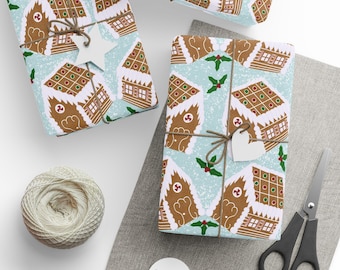 Gingerbread House Pattern Wrapping Paper | Holiday Christmas Wrap