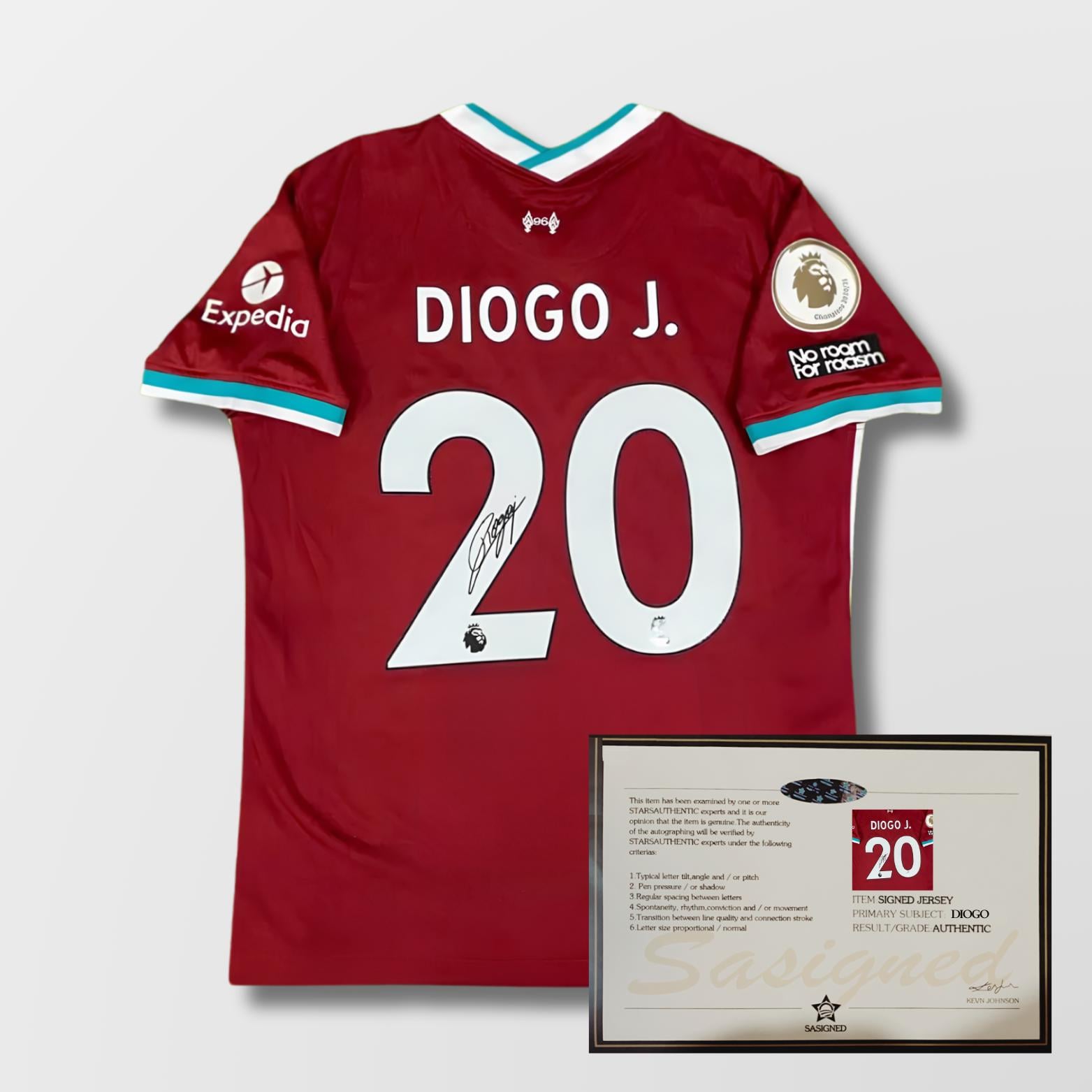 Camiseta Firmada De Diogo Jota Del Liverpool 2020/21 + Certificado