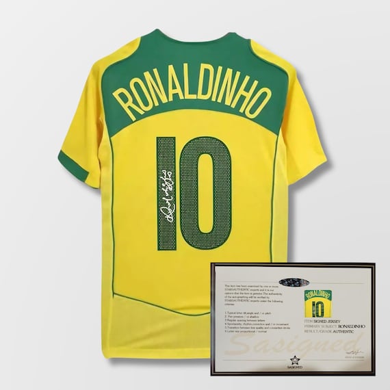 Ronaldinho SIGNED Brazil 2004 Shirt Jersey + COA | Football Gift