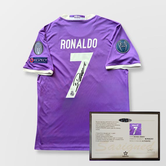 Cristiano Ronaldo Real Madrid 2016/17 Purple Signed Shirt +