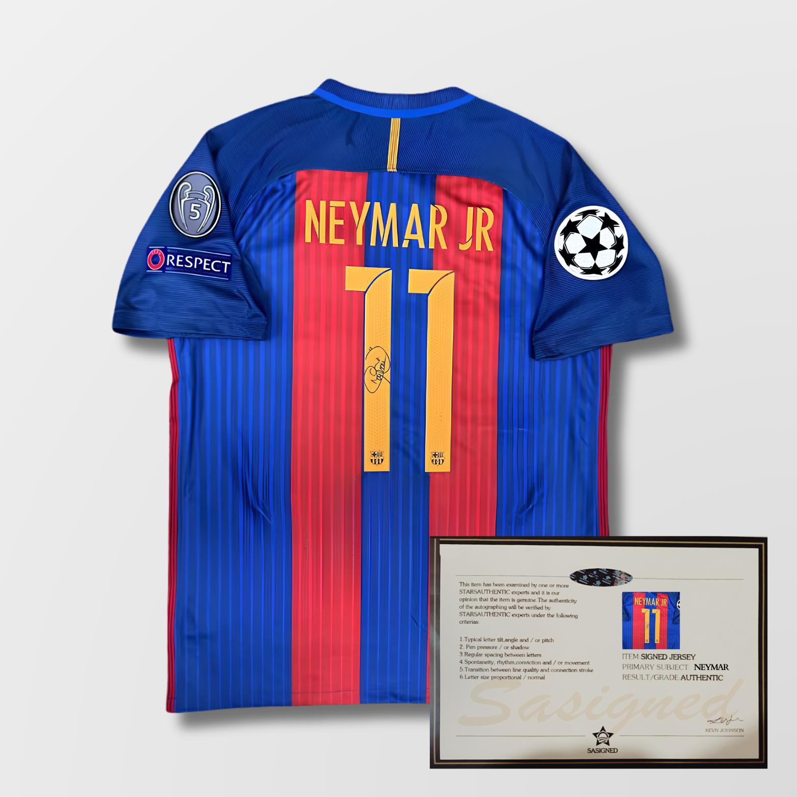 Barcelona バルセロナNeymar JR オーセンティックユニフォーム Neymar Jr FC Barcelona 2016/17 Signed Shirt + Certificate (see