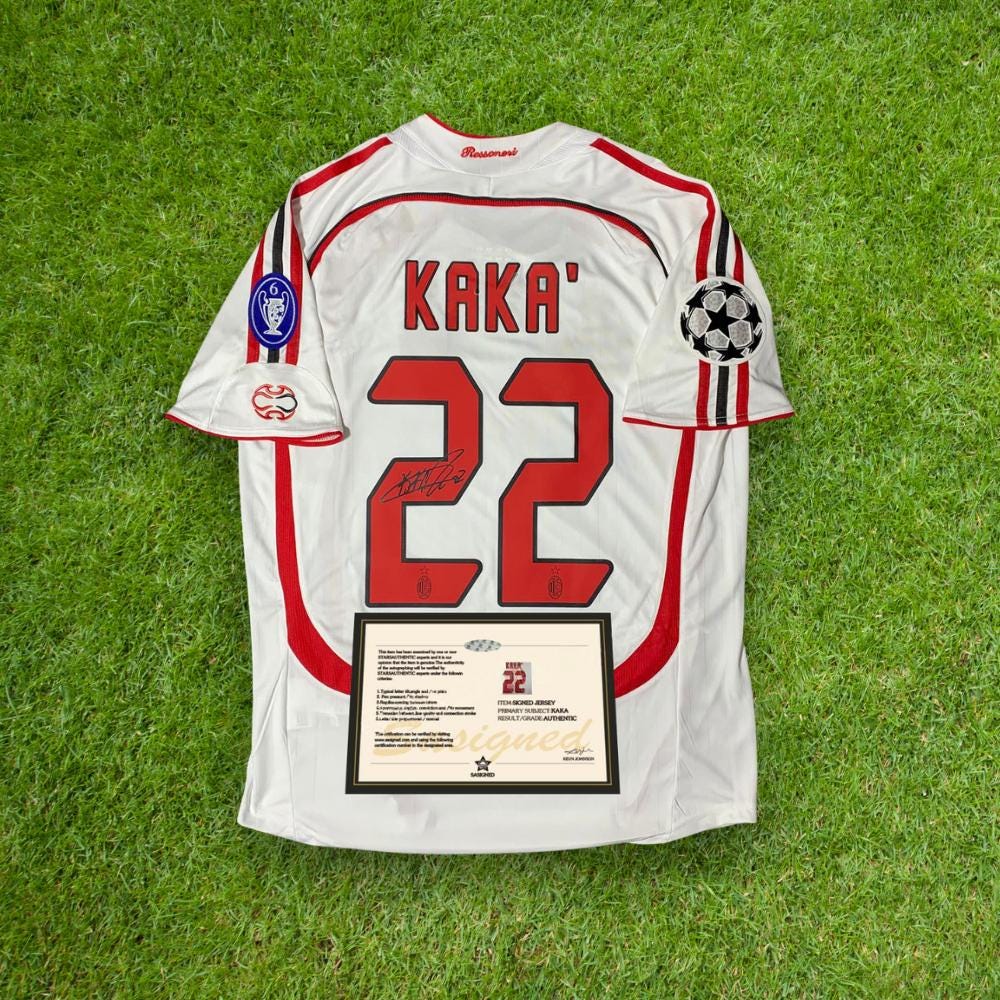 Kaka Ac Milan Jersey Long Sleeve Kaka#22 Retro Long Sleeve Jersey 2006-2007 Full UCL Version Kids Kaka Jersey