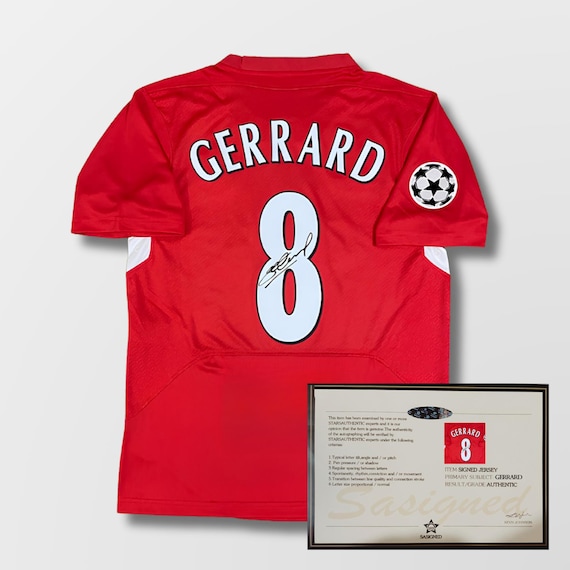 【額なし】リバプール Gerrard サイン入りユニフォーム Steven Gerrard Liverpool 2004/05 Signed Shirt + Certificate (see