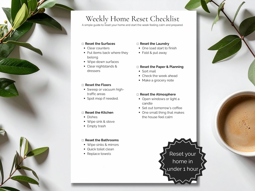 Def Reset Checklist.pdf Weekly Reset Checklist Printable, Cleaning Checklist PDF, Weekly ...