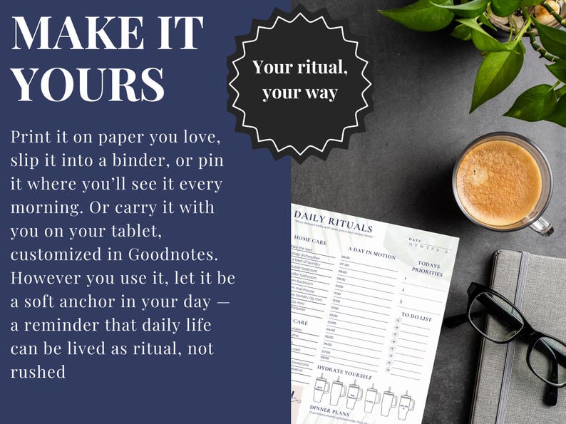 Daily Rituals Planner Printable PDF, Time Blocking Home & Self Care ...