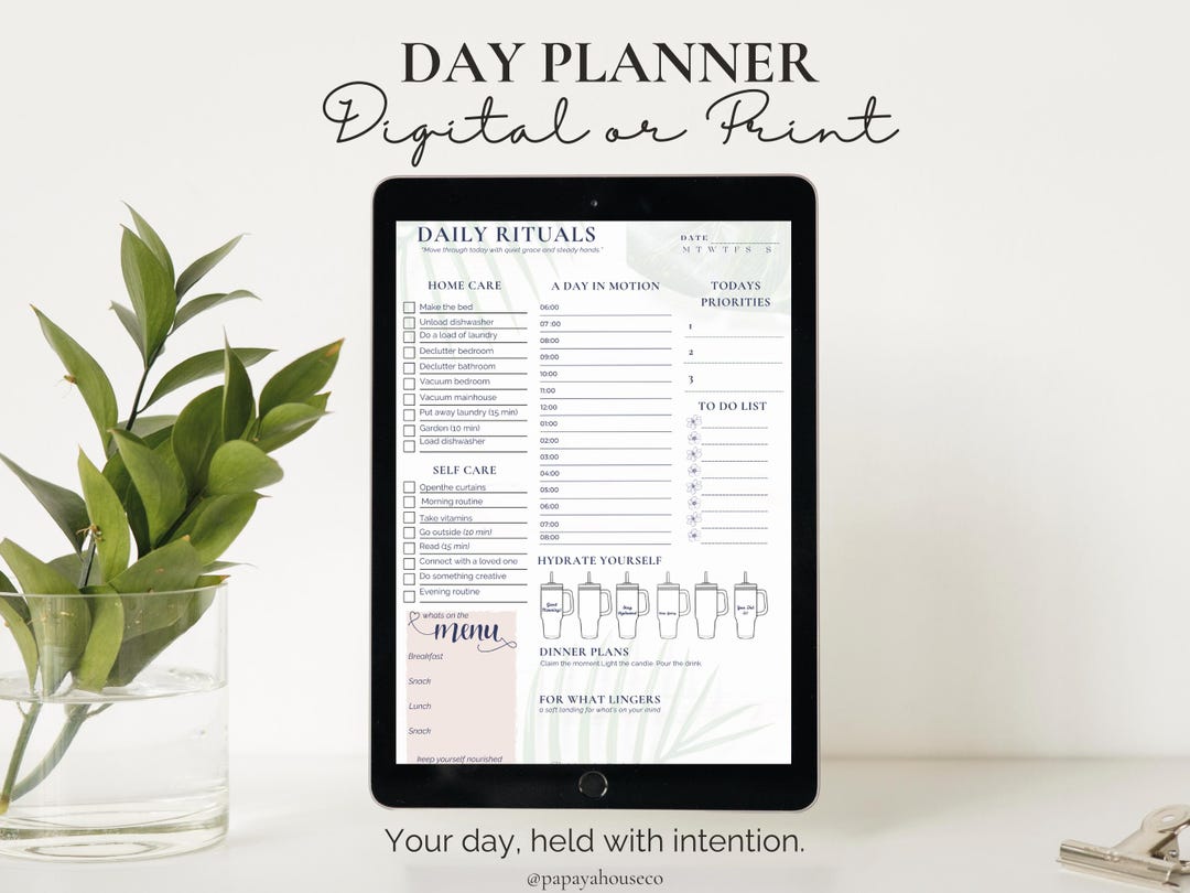 Daily Rituals Planner Printable PDF, Time Blocking Home & Self Care ...