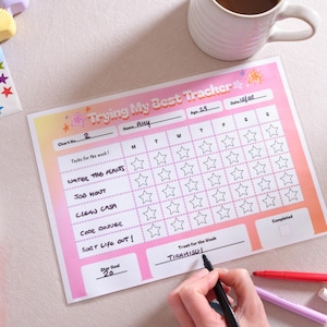 Habit Tracker Printable for Adults | Trying My Best Weekly Star Chart ...