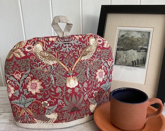 Tea cosy William Morris Strawberry Thief red - 2 cup tea pot