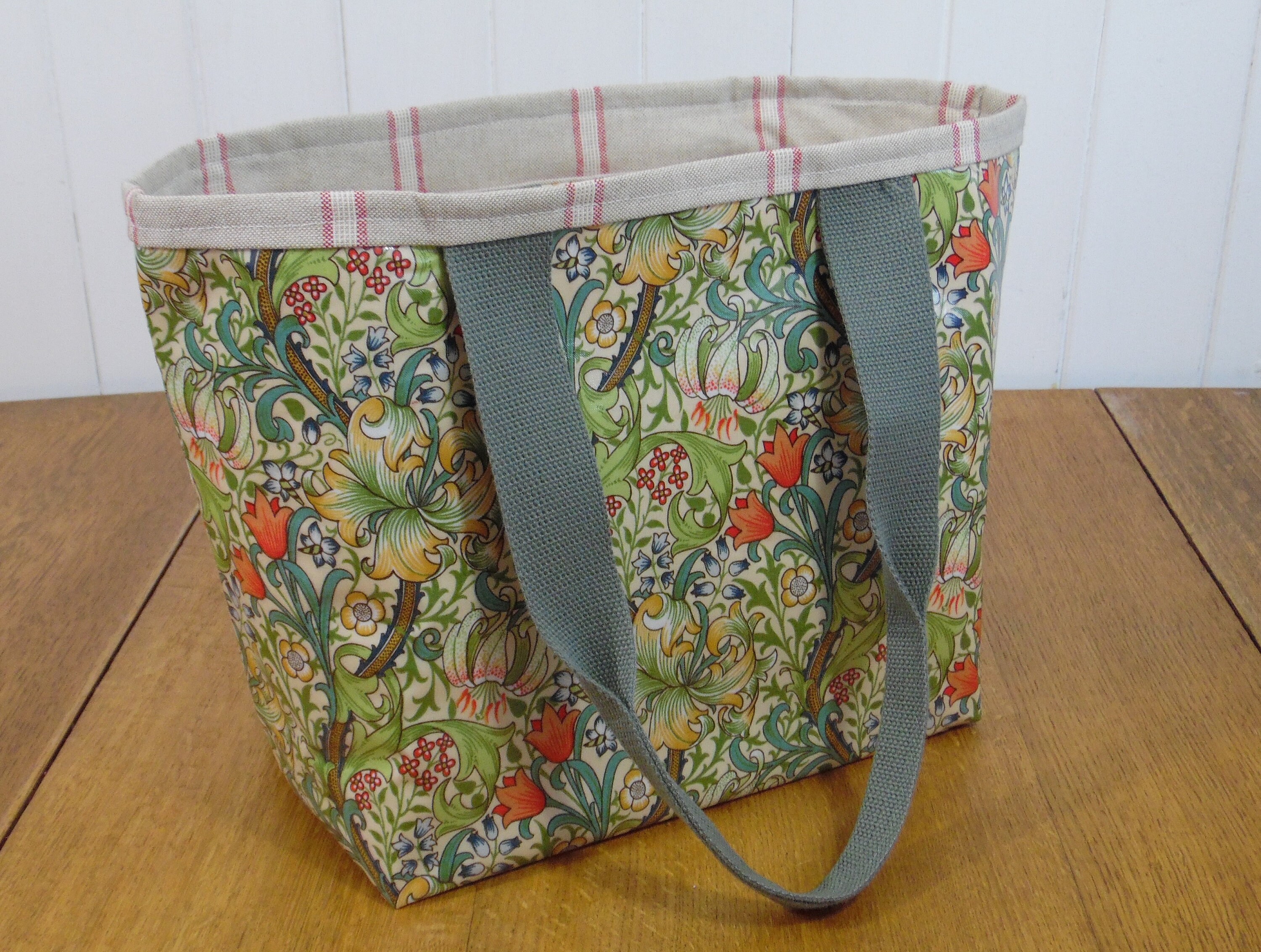 William Morris Golden Lily gloss finish oilcloth tote bag shopper ...