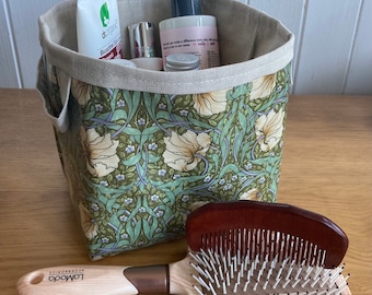 Storage Basket Fabric Oilcloth William Morris Pimpernel (green) Print Small