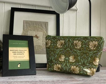 Toiletry Wash Bag William Morris Pimpernel Print Green