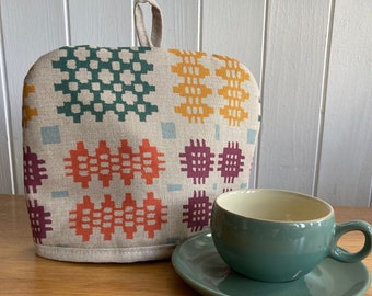 Tea cosy Welsh tapestry carthen print multi- 2 cup tea pot