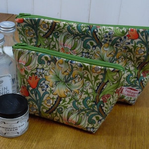 Make-up Bag William Morris Golden Lily Water Resistant Oilcloth image 1