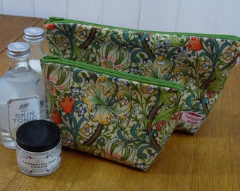 William Morris Golden Lily gloss finish oilcloth small make-up bag