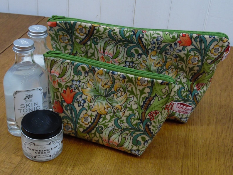 Make-up Bag William Morris Golden Lily Water Resistant Oilcloth image 1