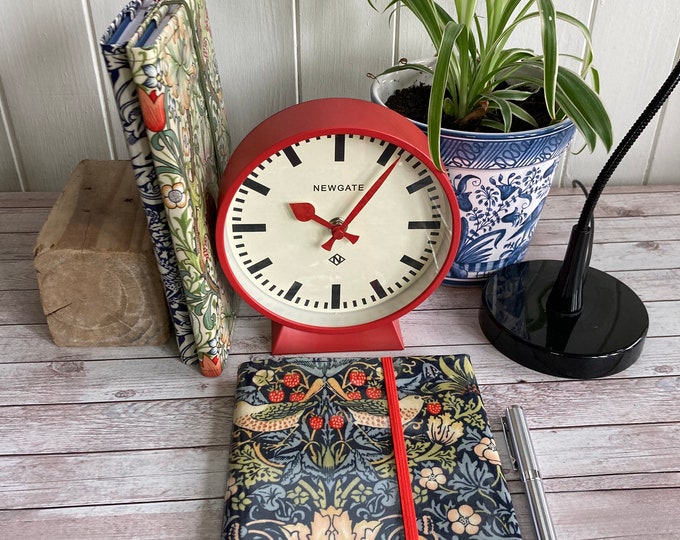 Featured listing image: Oilcloth covered A5 notebook William Strawberry Thief Rabbit print oilcloth