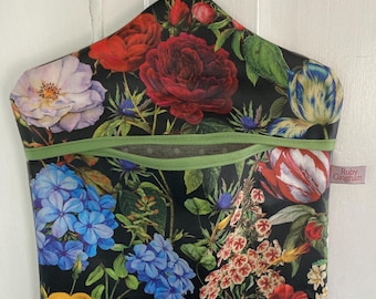 Floral print with grey spotty  oilcloth fabric peg bag water resistant