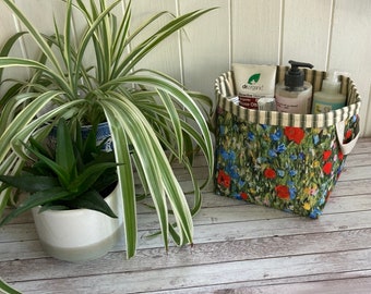 Storage Basket Water Resistant Fabric Klimt Print Country Garden Small