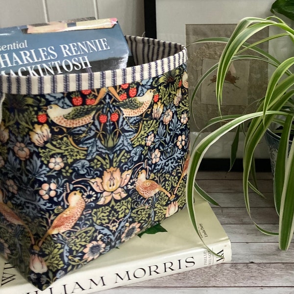 Storage Basket Fabric Oilcloth William Morris Strawberry Thief Blue Ex-large