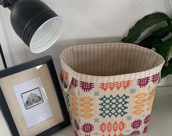 Storage Basket Fabric Oilcloth Welsh Blanket Print Multi Ex-large