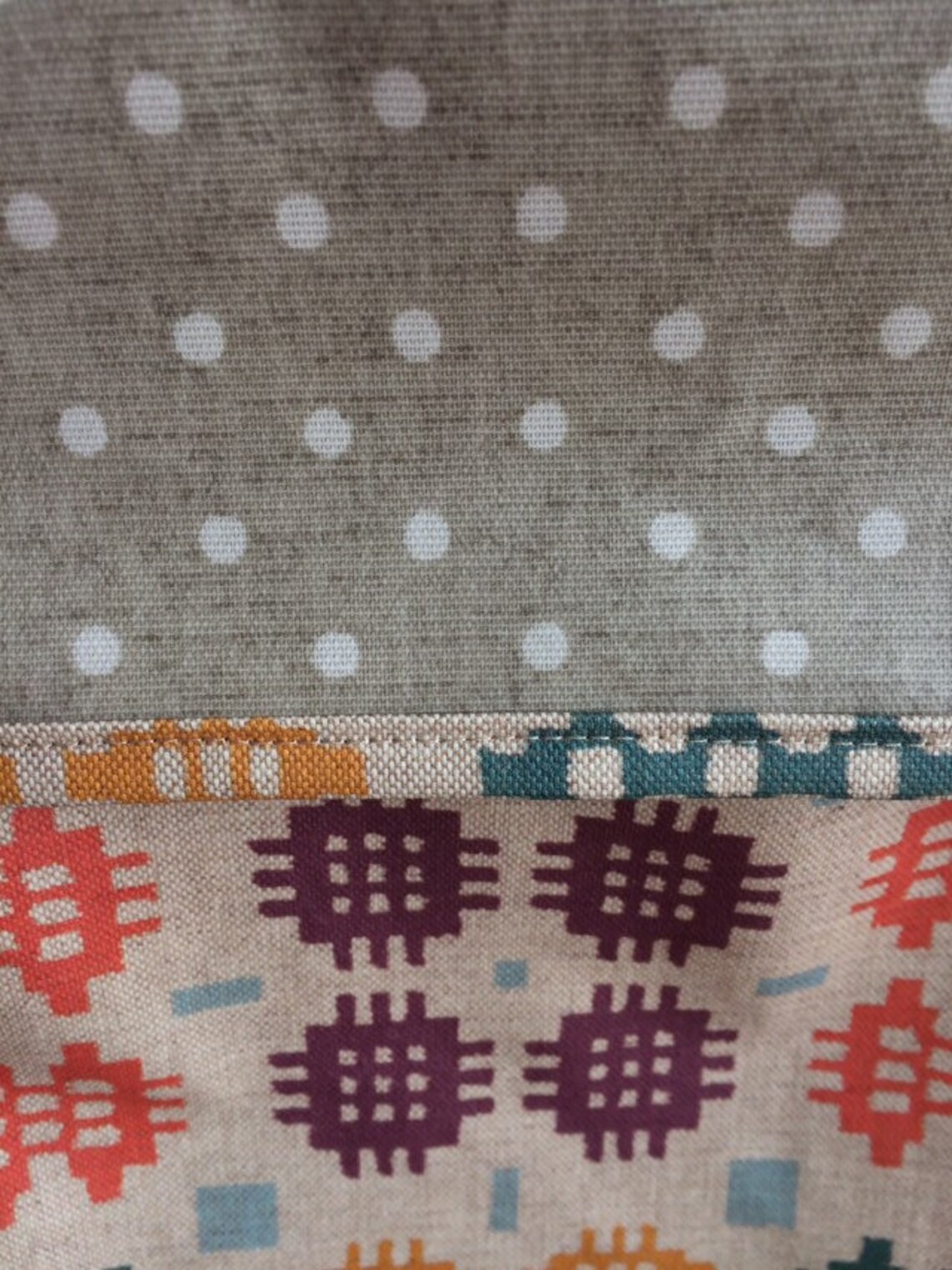 Welsh Blanket Print oilcloth type fabric peg bag with taupe Etsy