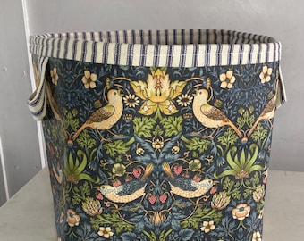 Storage Basket Fabric Oilcloth William Morris Strawberry Thief Blue Ex-large