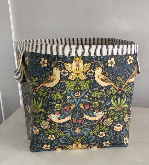 Storage Basket Fabric Oilcloth William Morris Strawberry Thief Blue Ex-large
