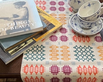 Table Runner Welsh Tapestry Print Multi & Burgundy William Morris Willow Bough (6ft/ 180cm)